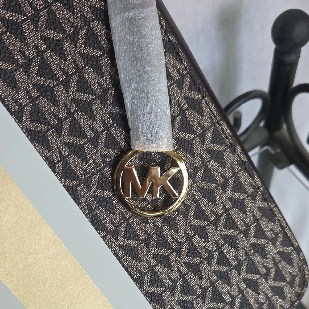 Michael Kors Jet Set Travel Gold, Tan And Brown Messenger Bag
